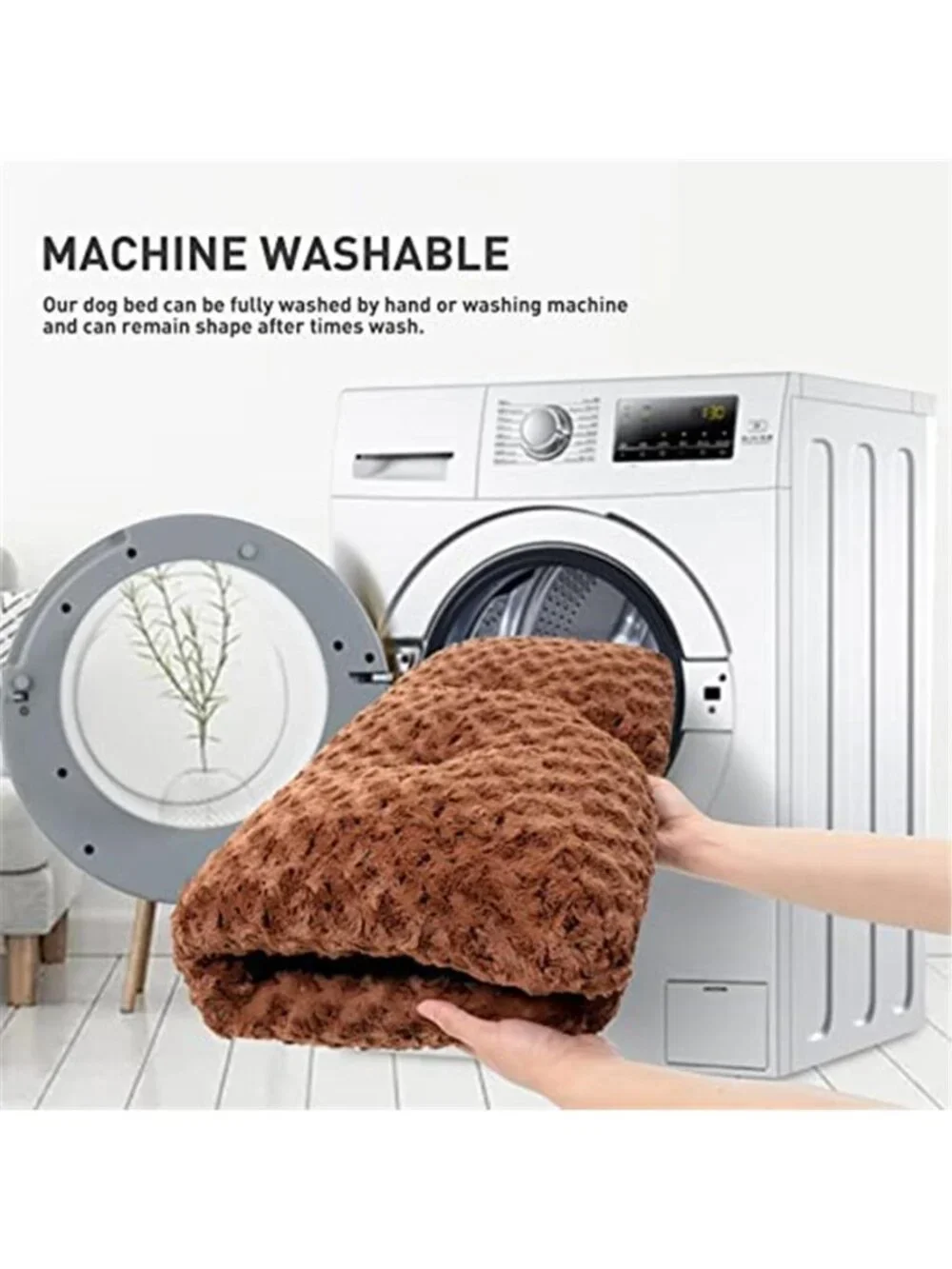 New Washable Dog Bed Deluxe Plush Dog Crate Beds Comfy Kennel Pad Anti-Slip